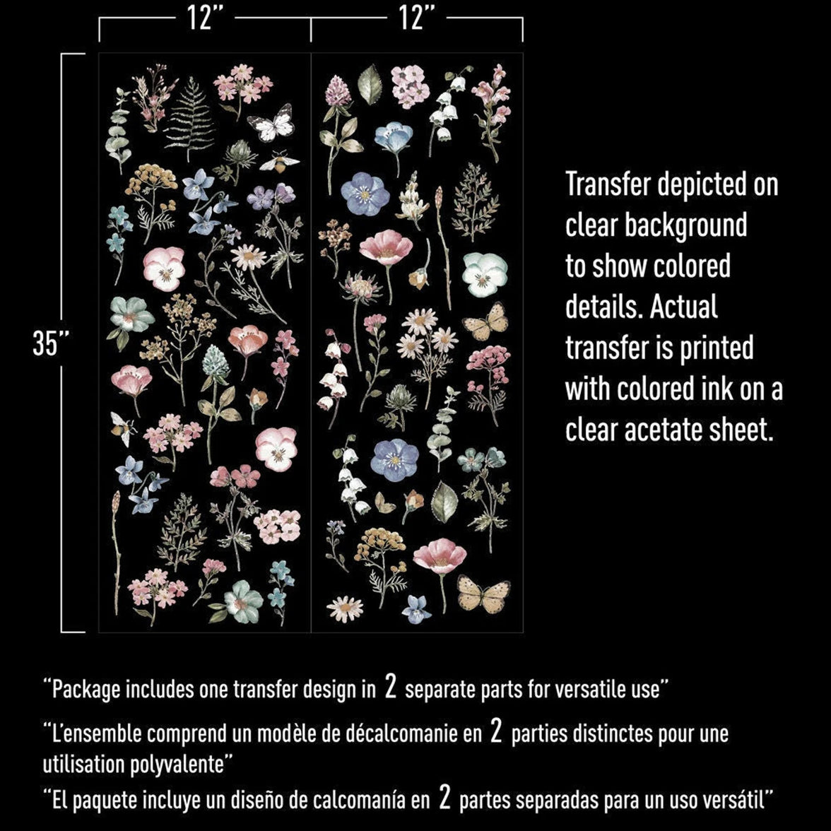 Delicate Fleur Transfer, Redesign Décor Transfers, Large Furniture Transfer, 22"x 30"
