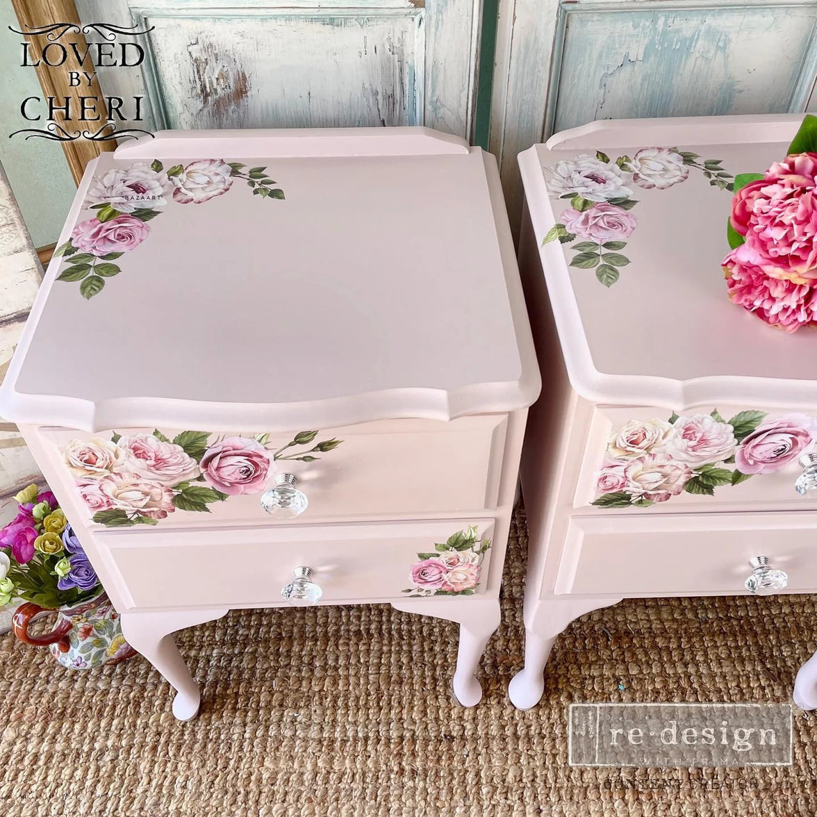 Delicate Roses Floral Furniture Transfer - Redesign with Prima Mini Decal