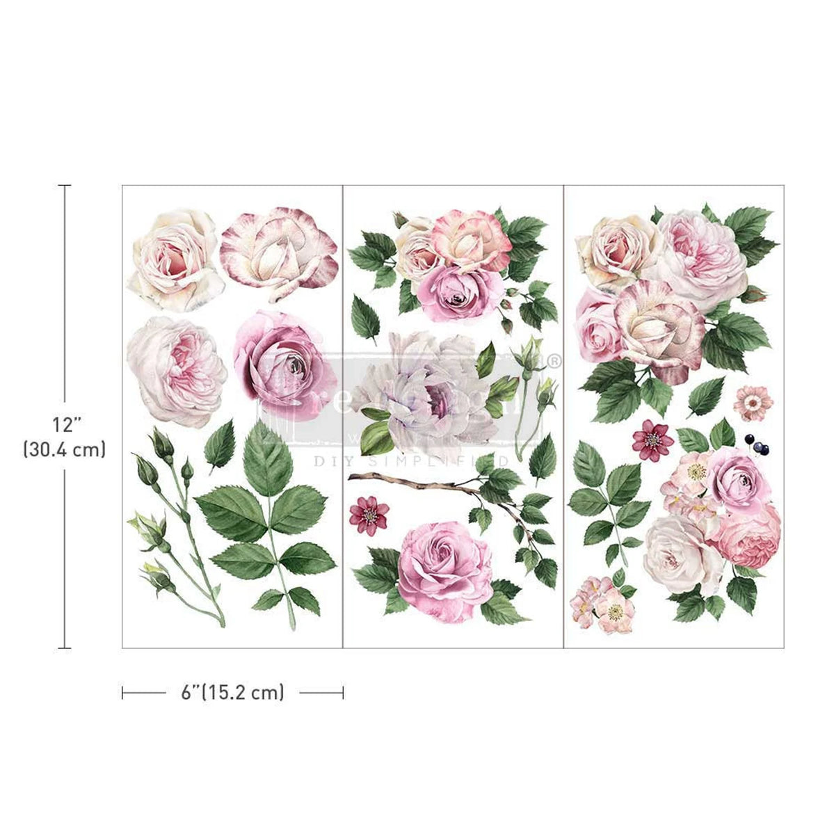 Delicate Roses Floral Furniture Transfer - Redesign with Prima Mini Decal