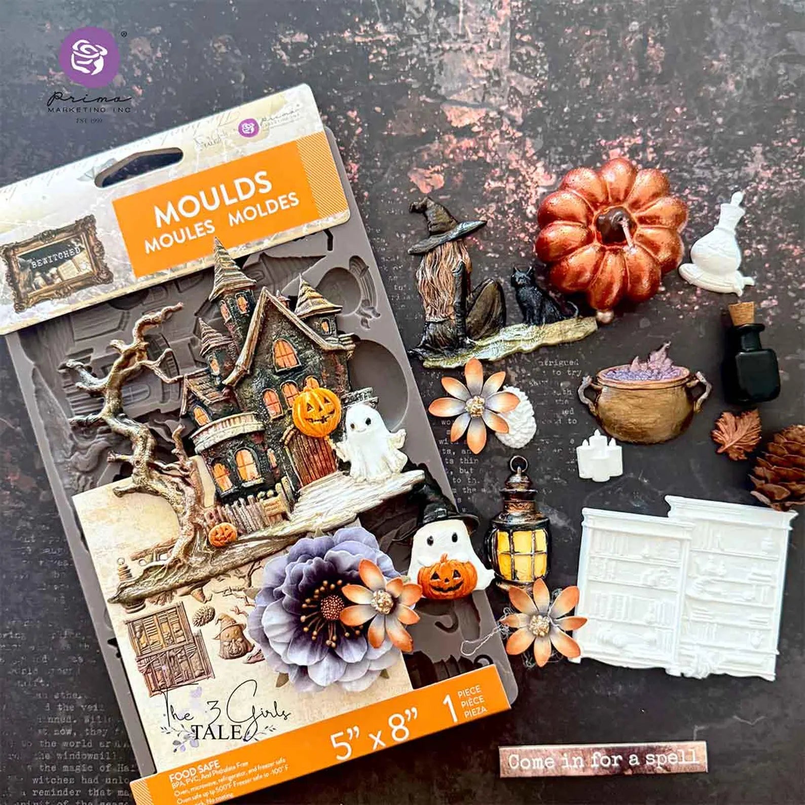 Bewitched Collection Mould - Bewitched Mould - 1 pc, 5"x8"x8mm, Halloween Mould