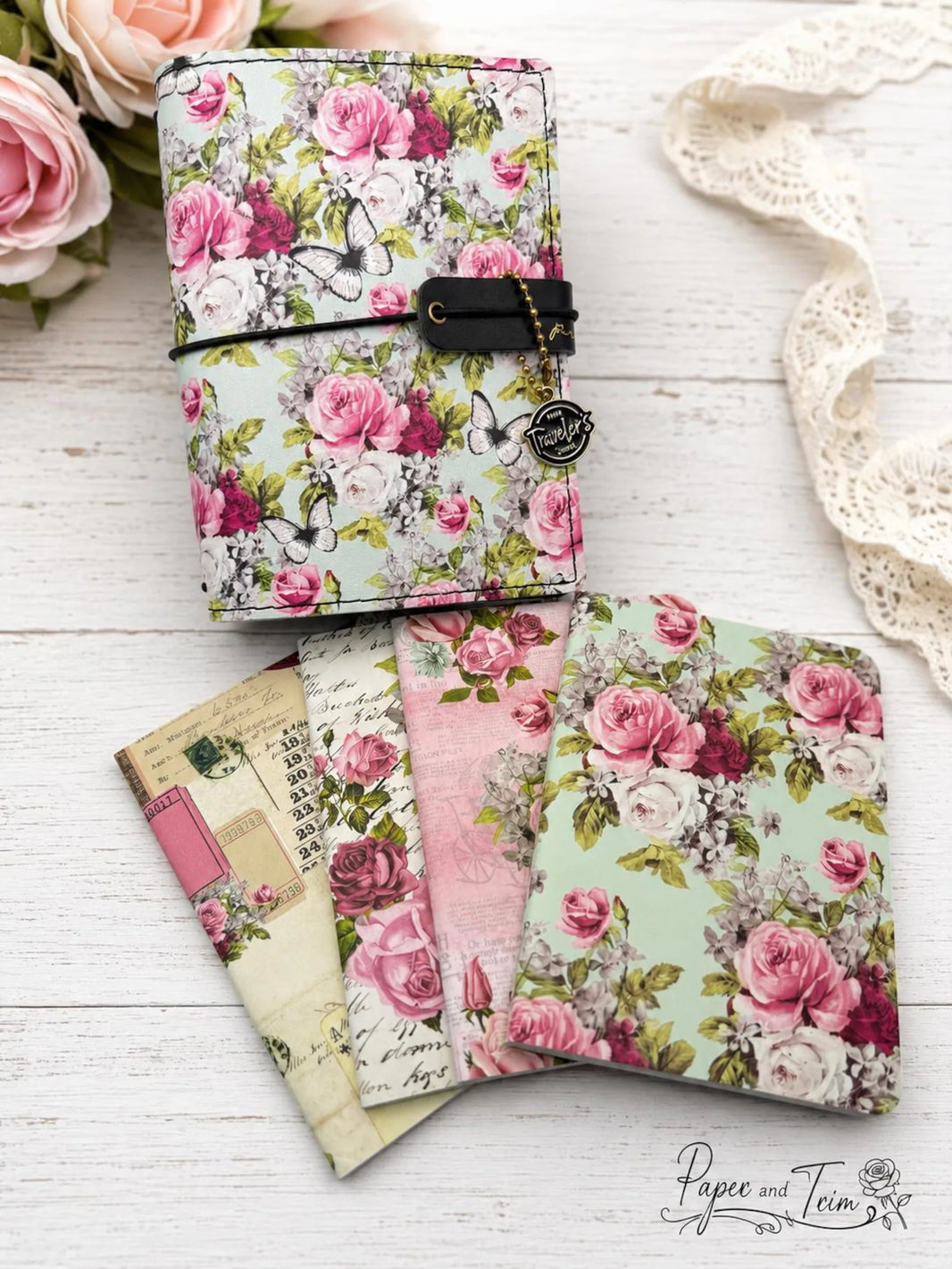 Passport Cover With Inserts, Prima Marketing Inc, Misty Rose Passport Cover, Pocket Size Notebook Cover