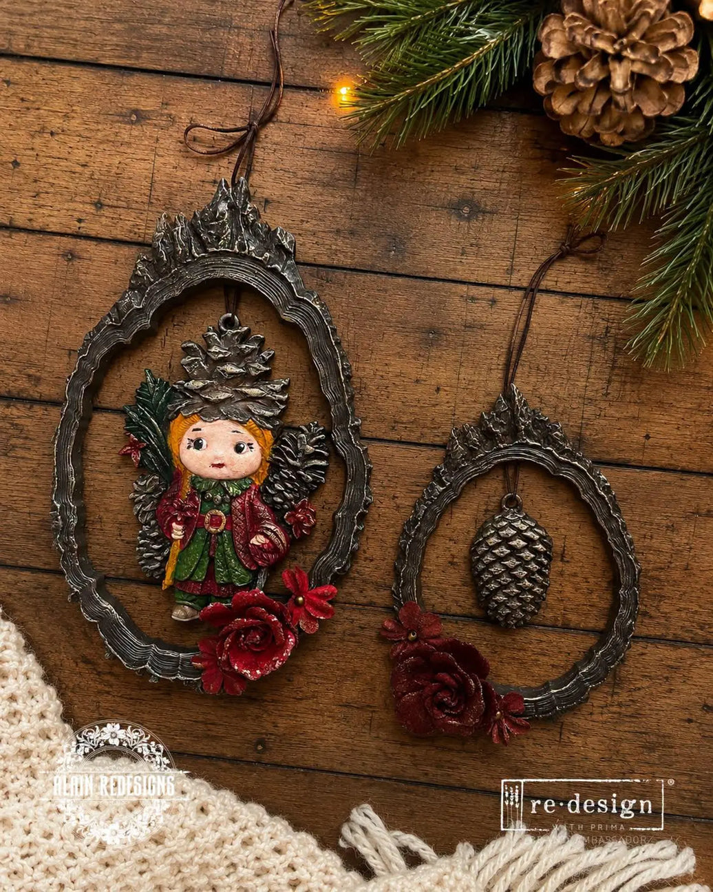 Pinecone Dolls, Redesign with Prima Decor Mould, Holiday Mould, Christmas Mould