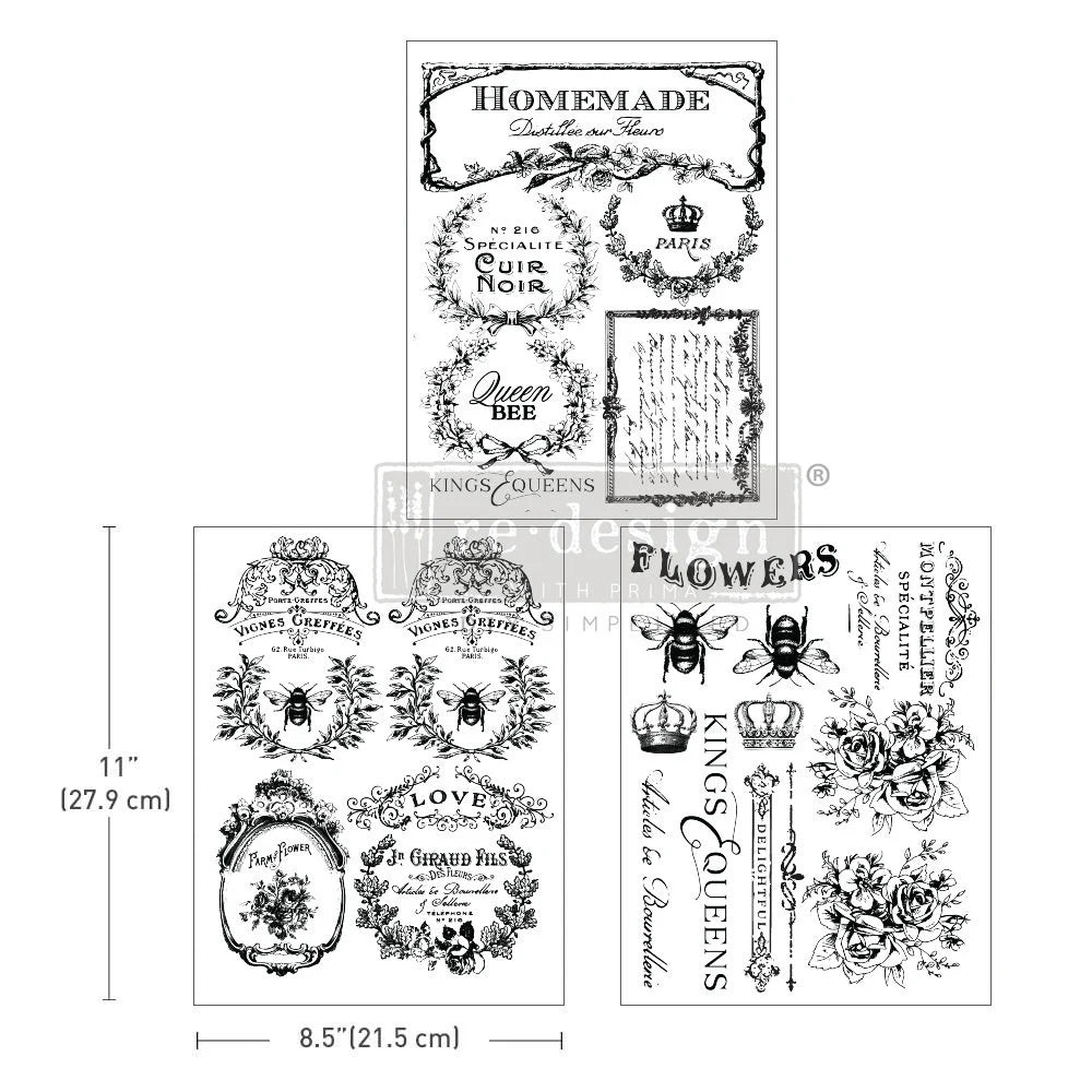Middy Transfers® - French Labels - 3 sheets, 8.5"x11"