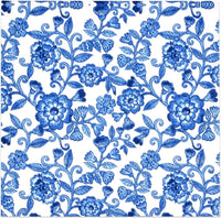 Blue Floral Decoupage Napkins: Bridal Shower Beverage Paper (3pc)