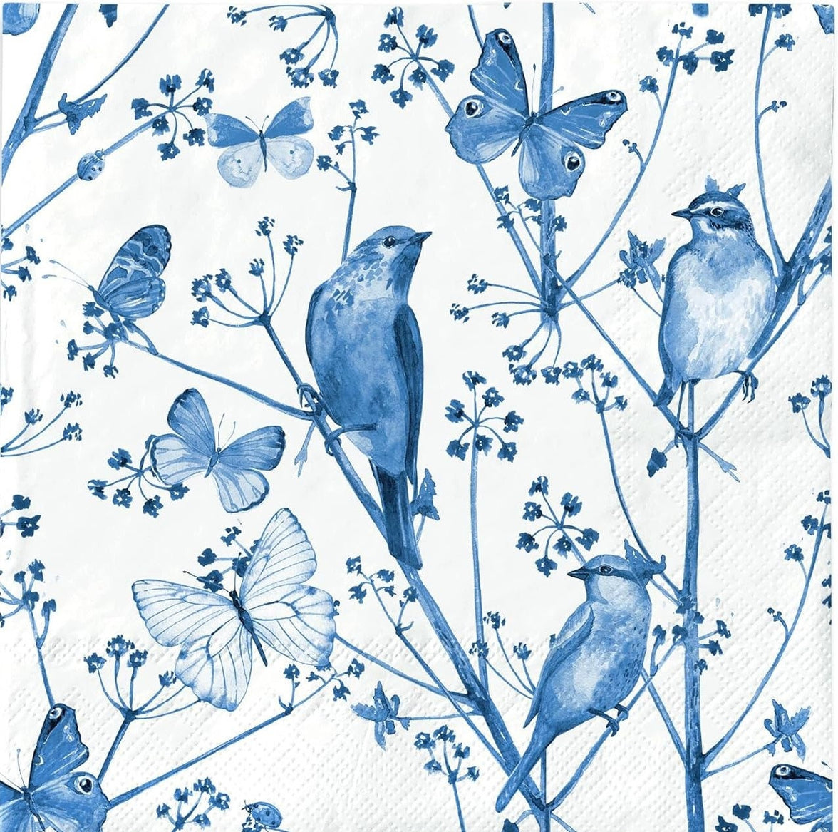 Blue Bird Decoupage Napkins – Butterfly Design, Bridal Decor