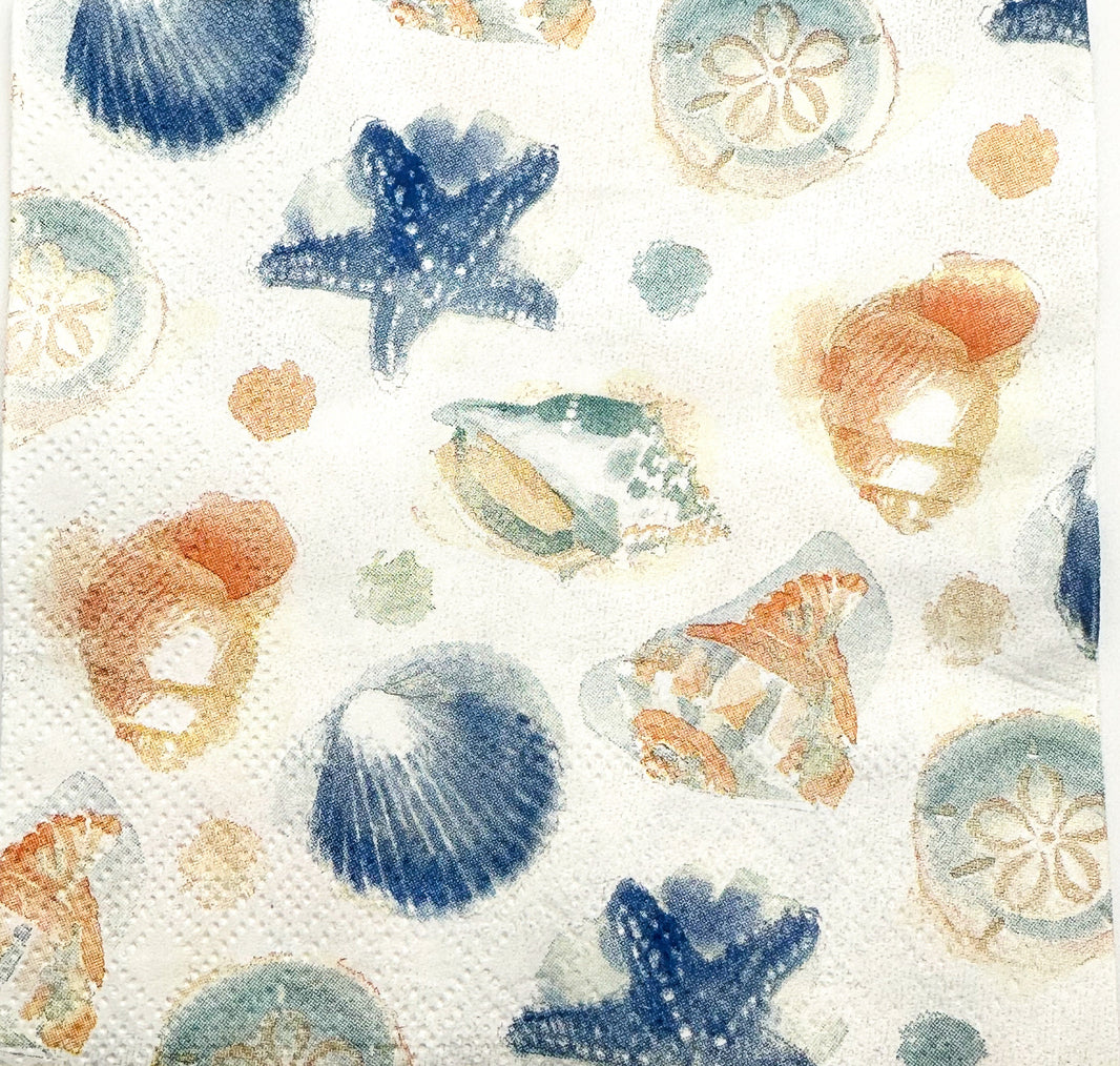 Seashell Beach Napkins: Nautical Decoupage Paper (3pc)