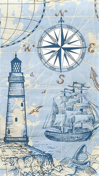 Nautical Decoupage Napkins: Lighthouse, Ship & Compass - 3 Pack