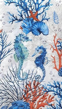 Seahorse Decoupage Napkins - 3pcs Blue Seahorse, Blue Seahorse Paper Napkin, Bridal Party Napkins, Something Blue Paper, Blue Nautical