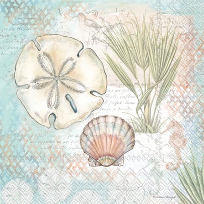 Sand Dollar Beach Napkins – Nautical Decoupage Paper, Sea Life Decoupage, Decoupage Paper, Ocean Themed Paper, By The Shore Paper