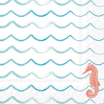 Seahorse Napkins, Beach Wave Napkins, Decoupage Napkins, Ocean Paper Napkin, Beverage Napkins, Decoupage Supplies, Beach Wedding Gift, Water