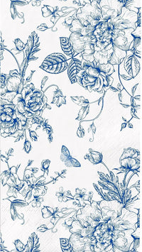 Blue Floral Decoupage Paper Napkins: Butterfly Rose Design (Set of 3)