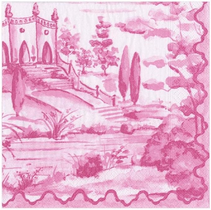 Pink Tuscan Toile Decoupage Napkins, DIY Paper Crafts (2pcs)