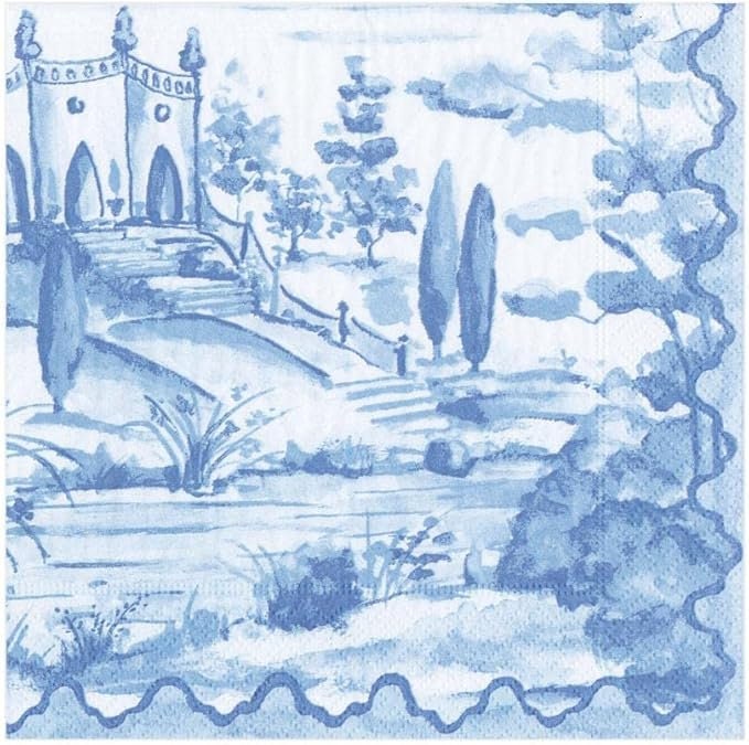 Blue Tuscan Toile Decoupage Napkins, DIY Paper (2pcs)