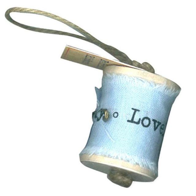 Blue Stamperia Love Ribbon – Vintage Style Wood Spool, 1.5"