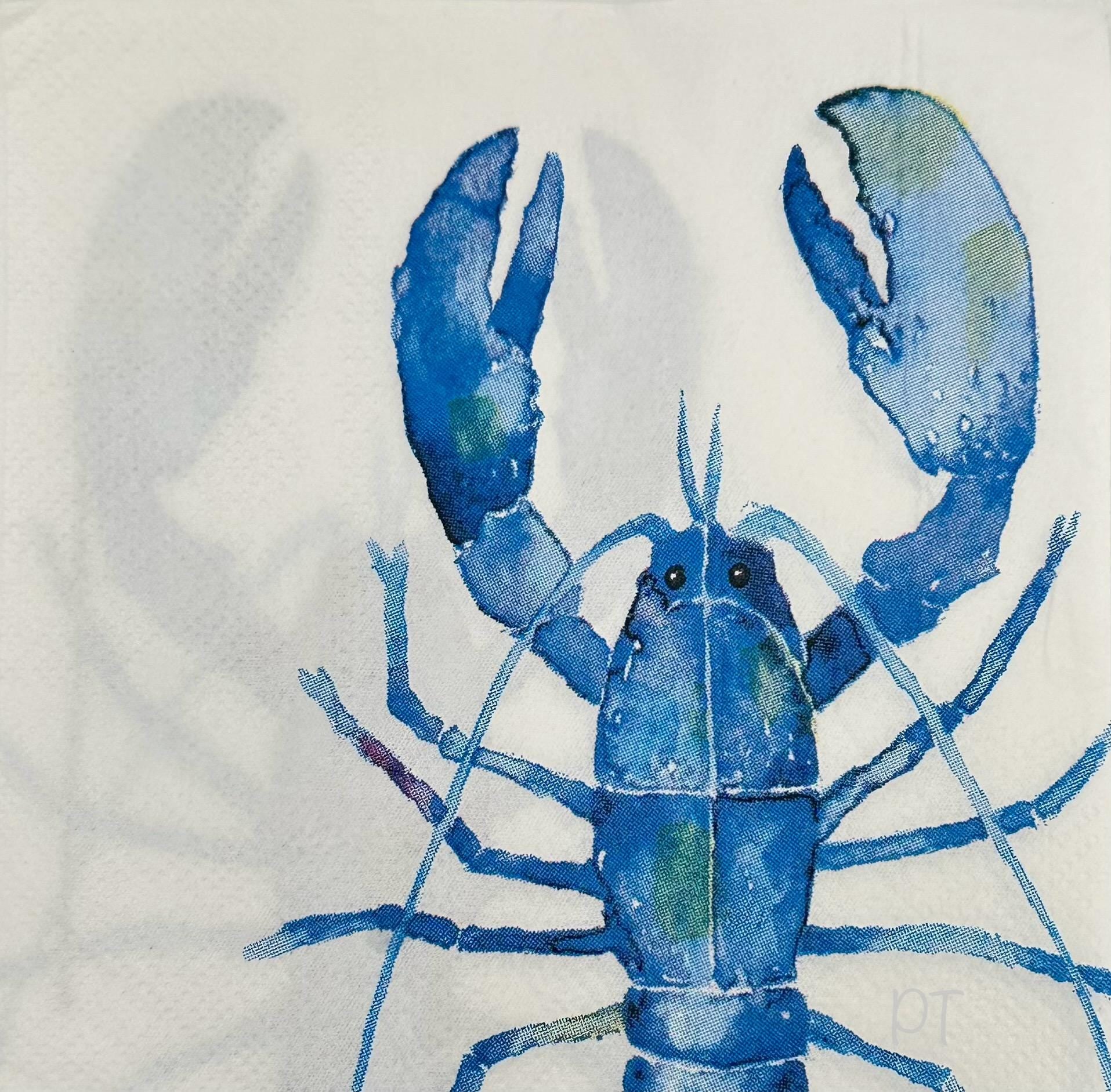 Blue Lobster Napkins, Decoupage Paper, Beach Wedding Decor (3pc)
