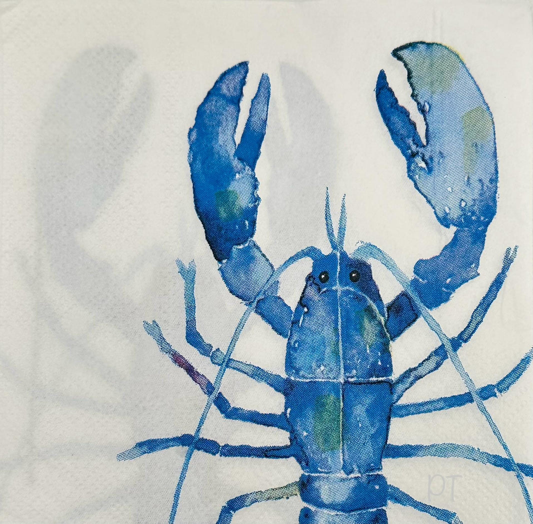 Blue Lobster Napkins, Decoupage Paper, Beach Wedding Decor (3pc)