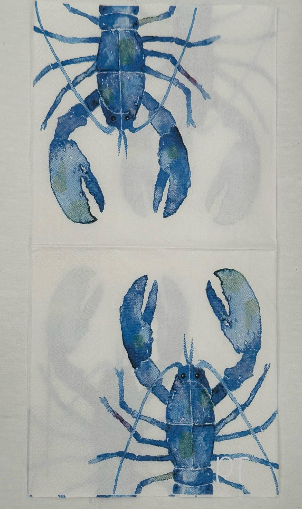 Blue Lobster Napkins, Decoupage Paper, Beach Wedding Decor (3pc)