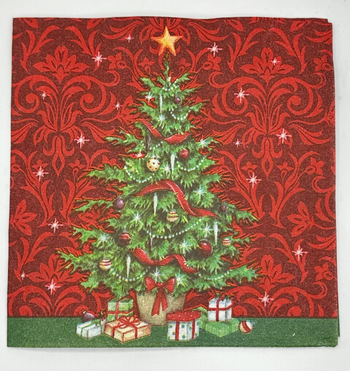 Christmas Tree Decoupage Napkins: Holiday Paper Craft (5x5 inch, 3pc)