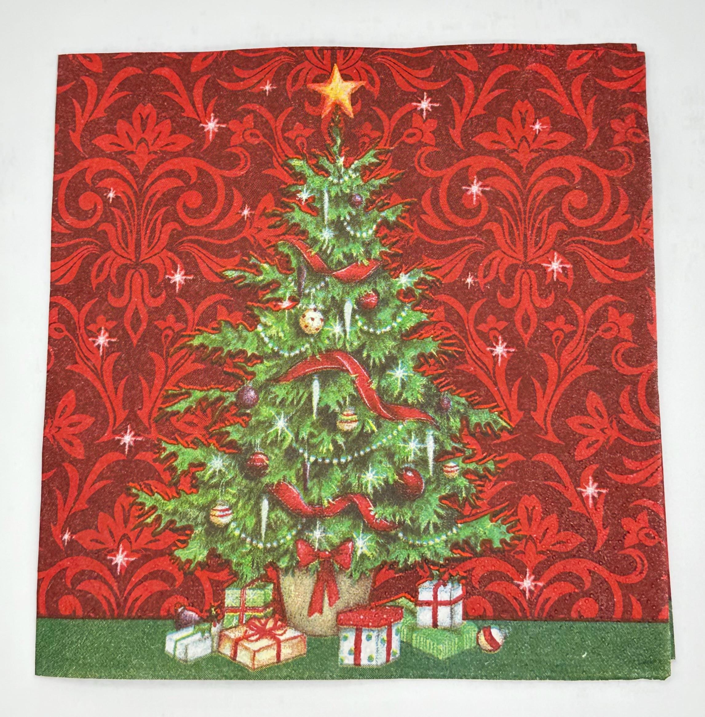 Christmas Tree Decoupage Napkins: Holiday Paper Craft (5x5 inch, 3pc)