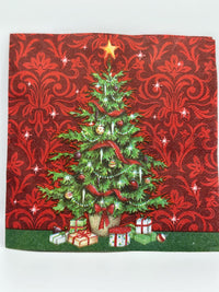 Christmas Tree Decoupage Napkins: Holiday Paper Craft (5x5 inch, 3pc)