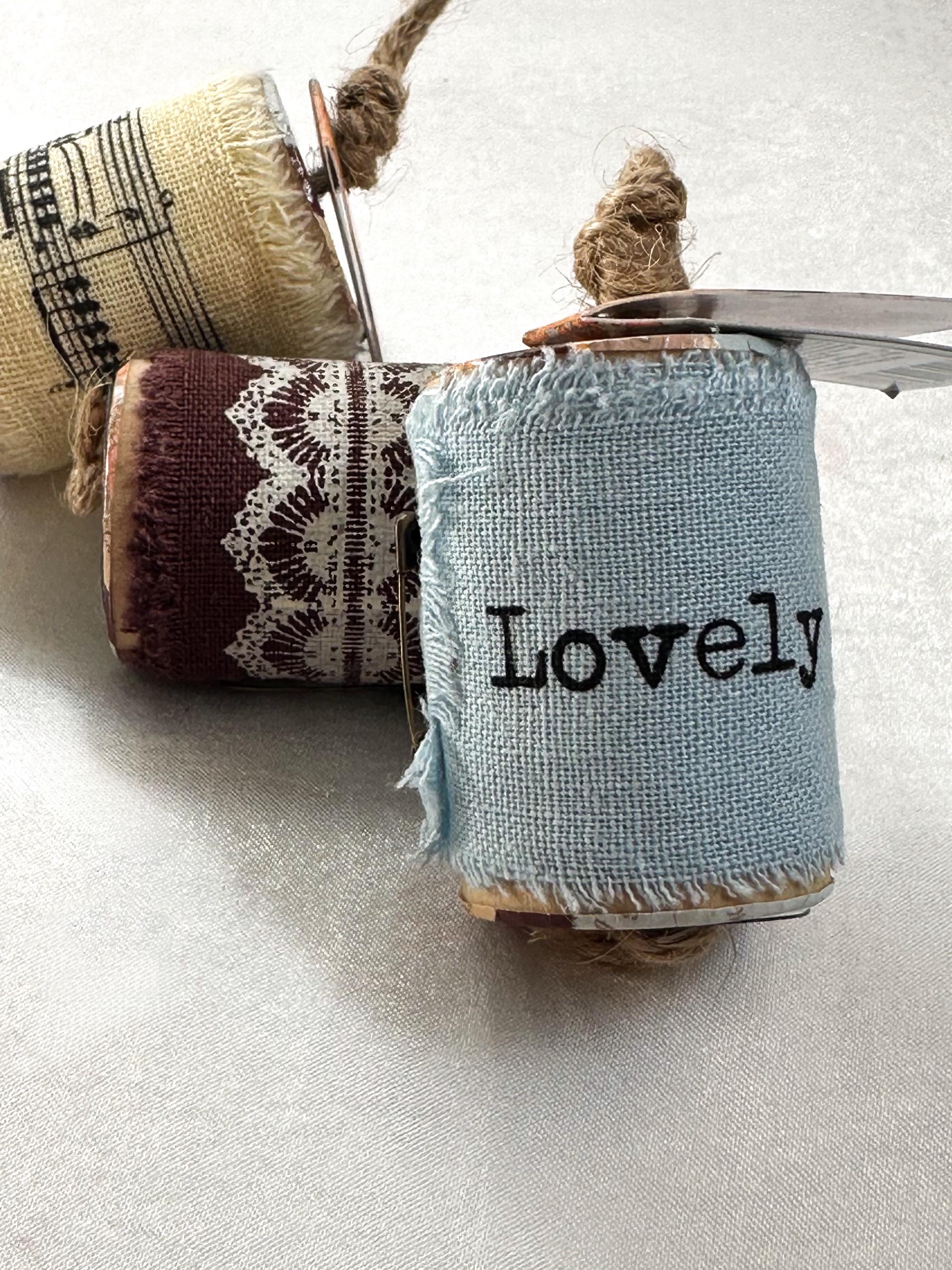 Blue Stamperia Love Ribbon – Vintage Style Wood Spool, 1.5"