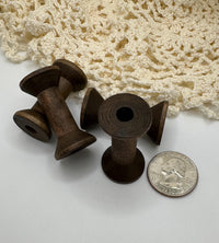 Spool - Tiny Wooden Spools, Vintage Style Wood Spools, Ribbon Storage, Vintage Wood, Coffee Stained Spools, Photography Props, Sewing Spools