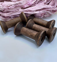 Spool - Tiny Wooden Spools, Vintage Style Wood Spools, Ribbon Storage, Vintage Wood, Coffee Stained Spools, Photography Props, Sewing Spools