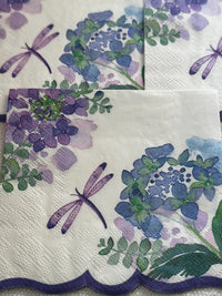 Floral Dragonfly Decoupage Napkins: Purple Flower Paper (5x5 inch, 3 Pcs)