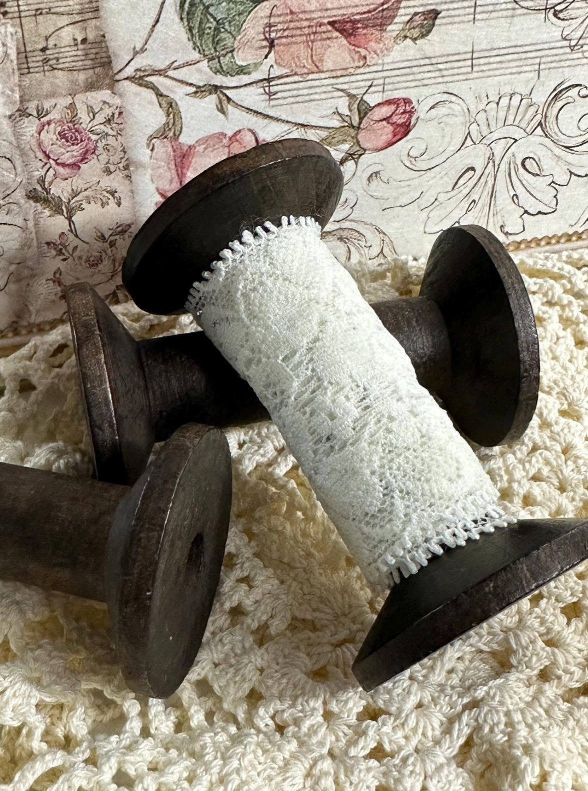 Spool - Wooden Spools #2, Vintage Style Wood Spools, Ribbon Storage, Vintage Wood Spool, Photography Props, Sewing Spools, Embroidery Spools