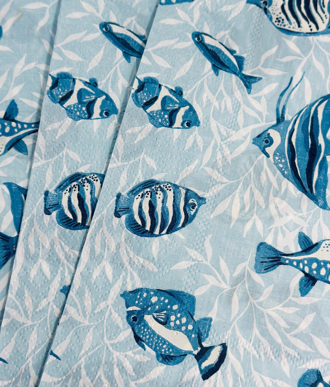 Fish Decoupage Napkins - 3pcs Blue Ocean Sea Life, Fish Napkins, Guest Fish Paper Napkin, Bridal Party Napkins, Something Blue, DIY Paper