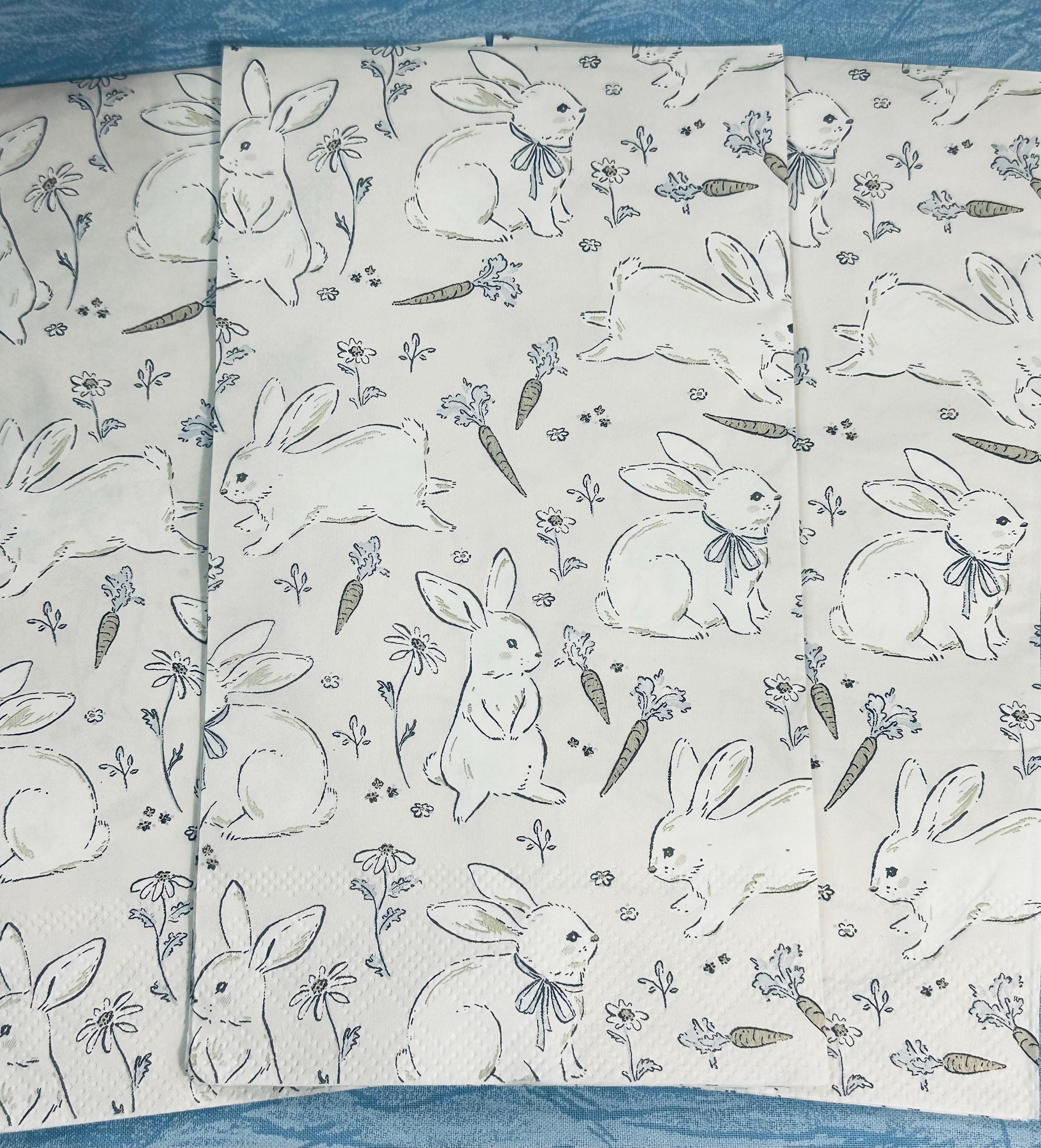 Bunny Rabbit Decoupage Napkins, Rabbit Designs, Spring Napkins, Bunny Tissue Paper, Decoupage Supplies, Shell Making Paper, Wood Art Paper.