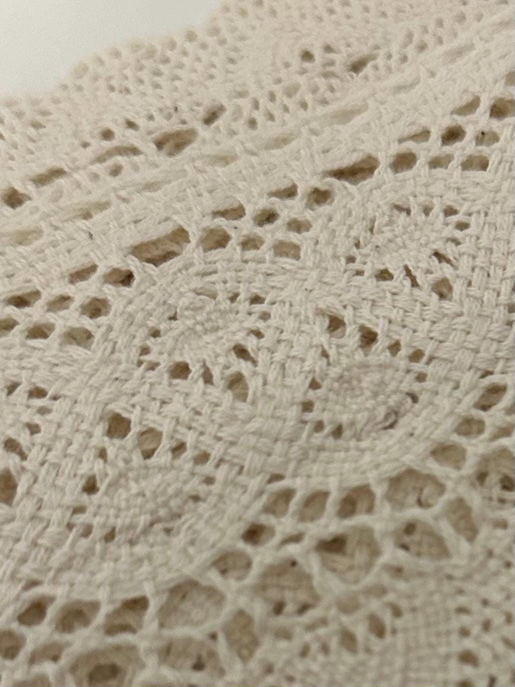 Off White Crochet Lace Ribbon - Vintage Style, 3" Wide