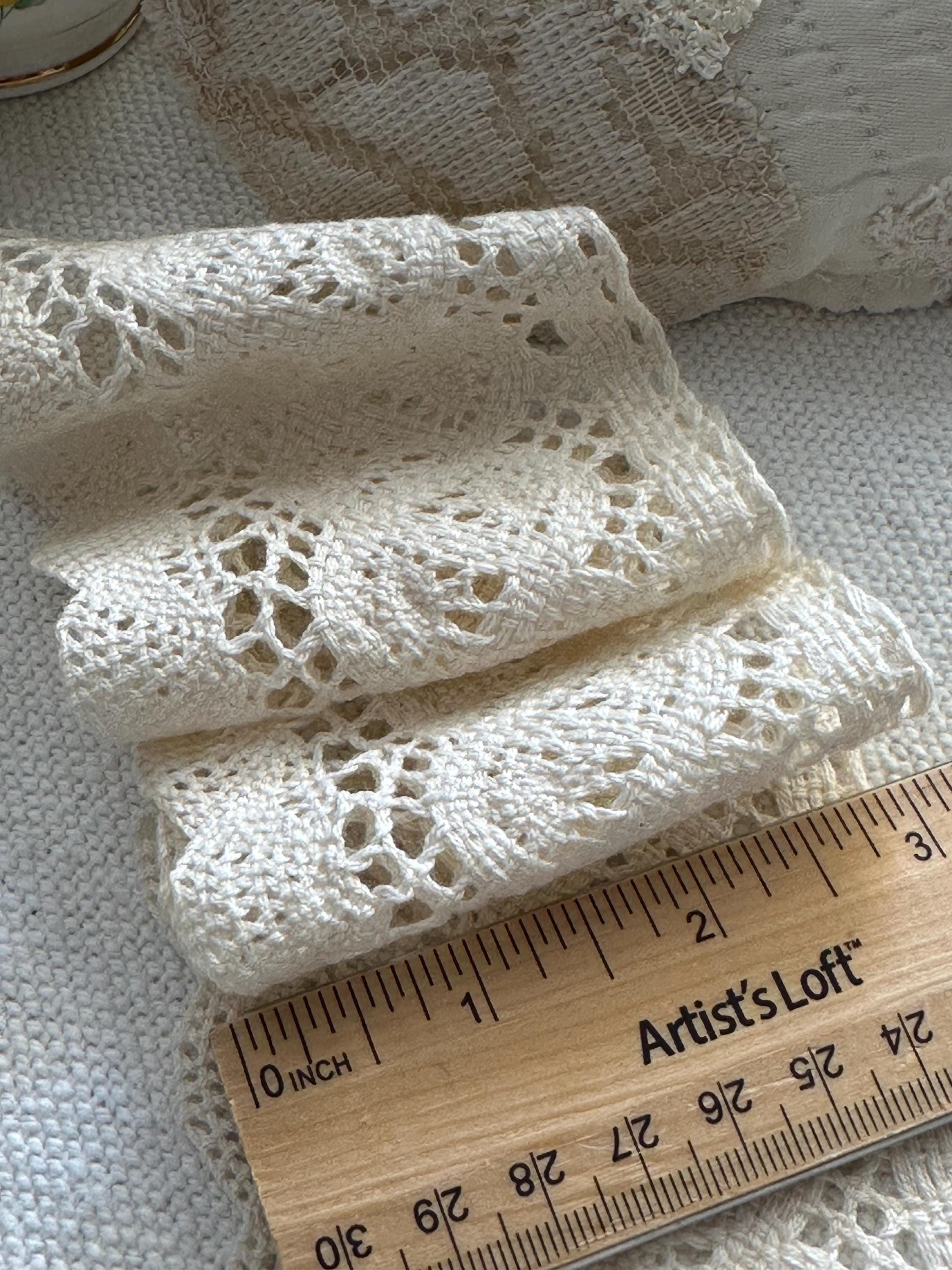 Off White Crochet Lace Ribbon - Vintage Style, 3" Wide