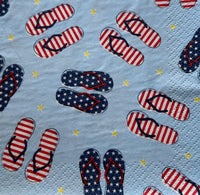 Fourth of July Flip Flop Decoupage Napkins: Red, White, and Blue (3pc)