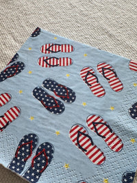 Fourth of July Flip Flop Decoupage Napkins: Red, White, and Blue (3pc)