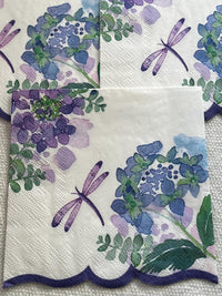 Floral Dragonfly Decoupage Napkins: Purple Flower Paper (5x5 inch, 3 Pcs)