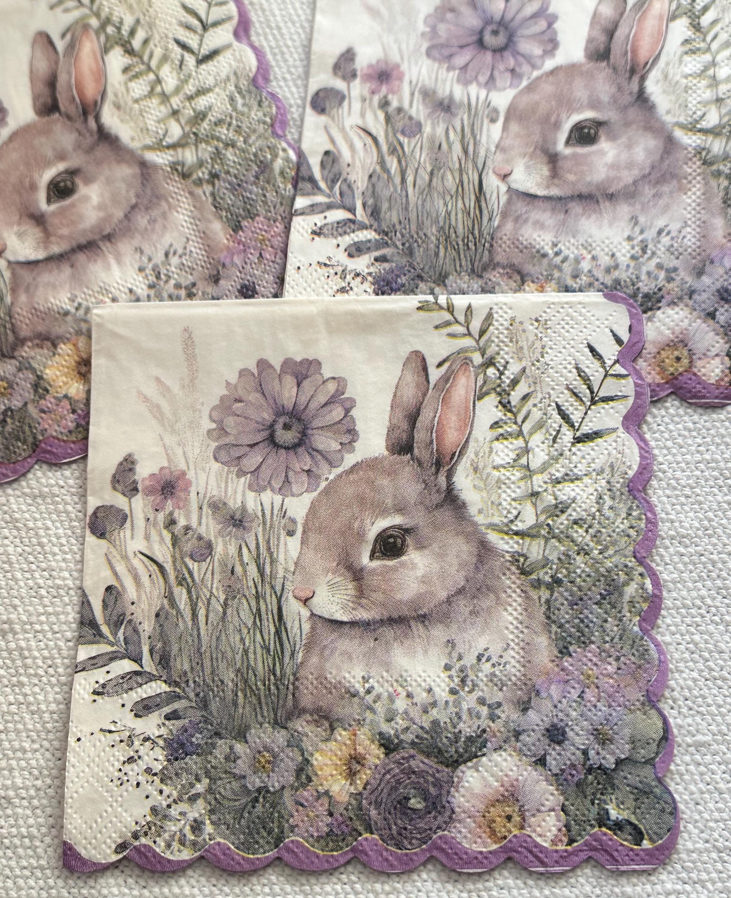 Bunny Decoupage Napkins - Easter Spring Craft Paper (3 pieces)