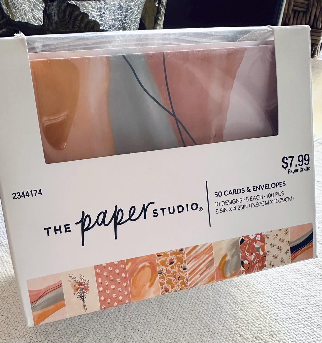 Peach Marble Note Cards: 50 Cards with Envelopes