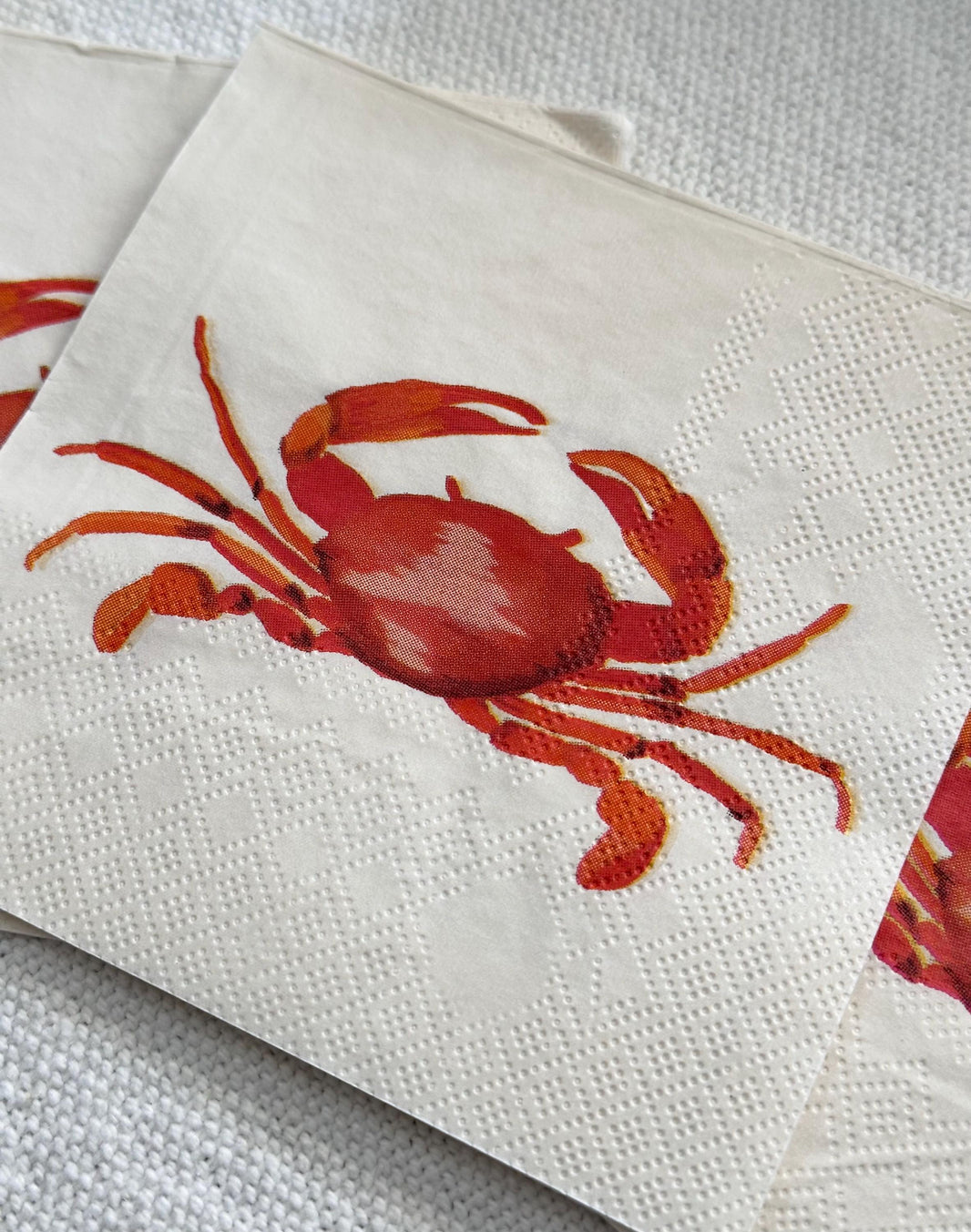 3pc Crab Napkins, Red Crab Decoupage Napkins, Ocean Napkin, Beverage Napkins, Decoupage Paper, Beach Wedding Ideas, Coral / Red Crab Paper