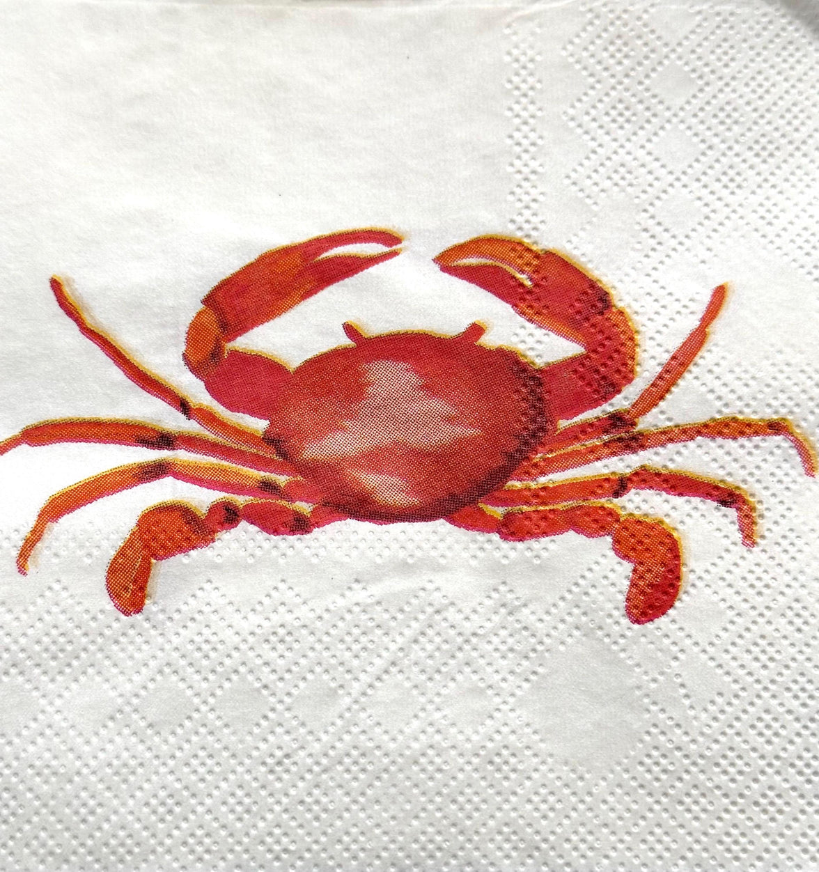 3pc Crab Napkins, Red Crab Decoupage Napkins, Ocean Napkin, Beverage Napkins, Decoupage Paper, Beach Wedding Ideas, Coral / Red Crab Paper