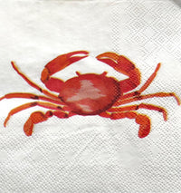 3pc Crab Napkins, Red Crab Decoupage Napkins, Ocean Napkin, Beverage Napkins, Decoupage Paper, Beach Wedding Ideas, Coral / Red Crab Paper