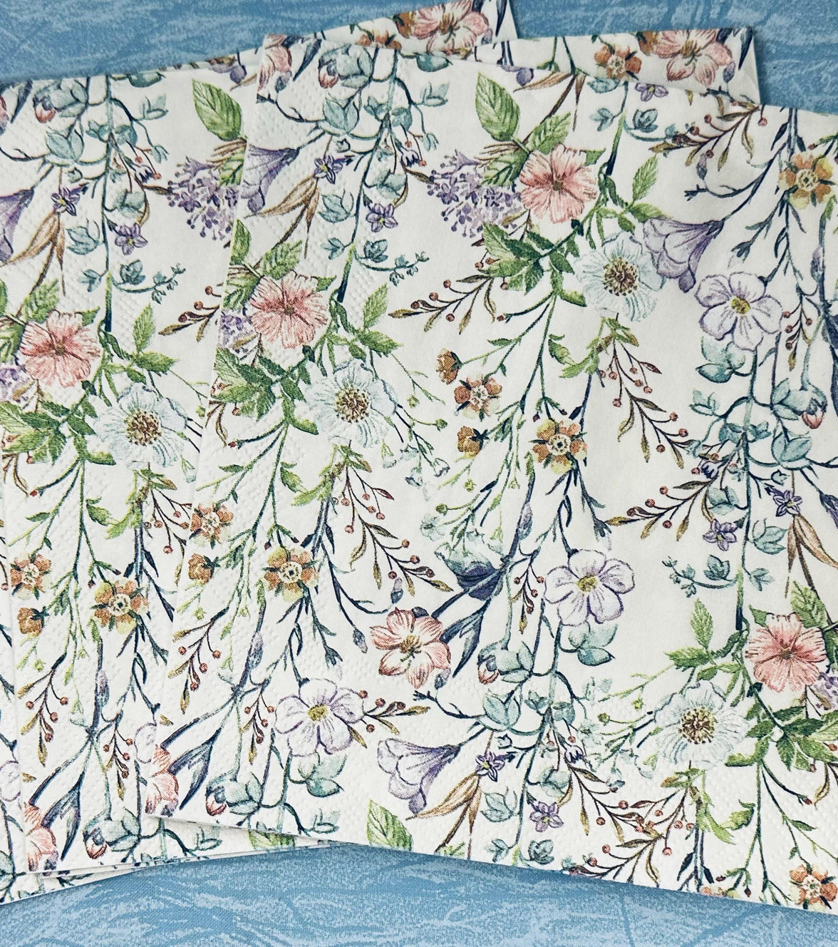 Floral Decoupage Napkins: Lilac Flower Paper, Bridal Shower (3 pc)