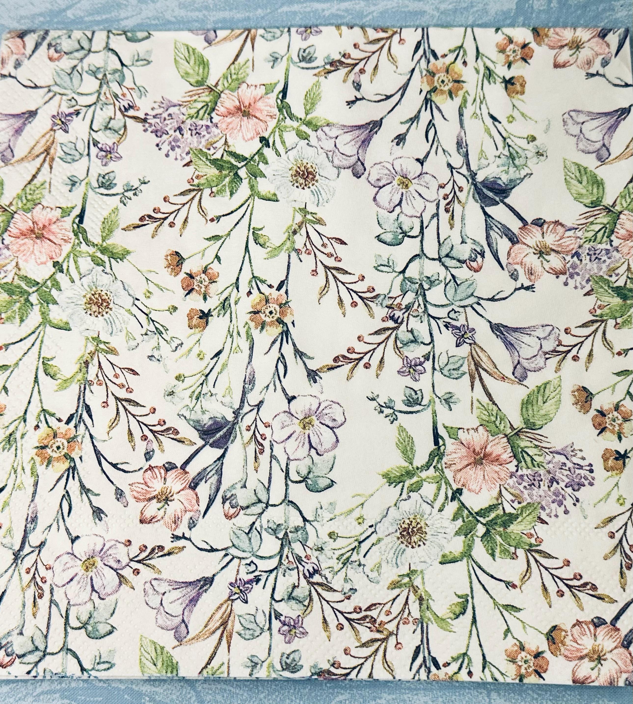 Floral Decoupage Napkins: Lilac Flower Paper, Bridal Shower (3 pc)