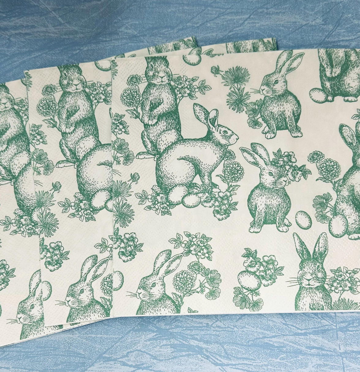 Bunny Decoupage Napkins: Light Green Rabbit Designs, Spring Decor