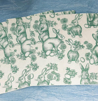 Bunny Decoupage Napkins: Light Green Rabbit Designs, Spring Decor