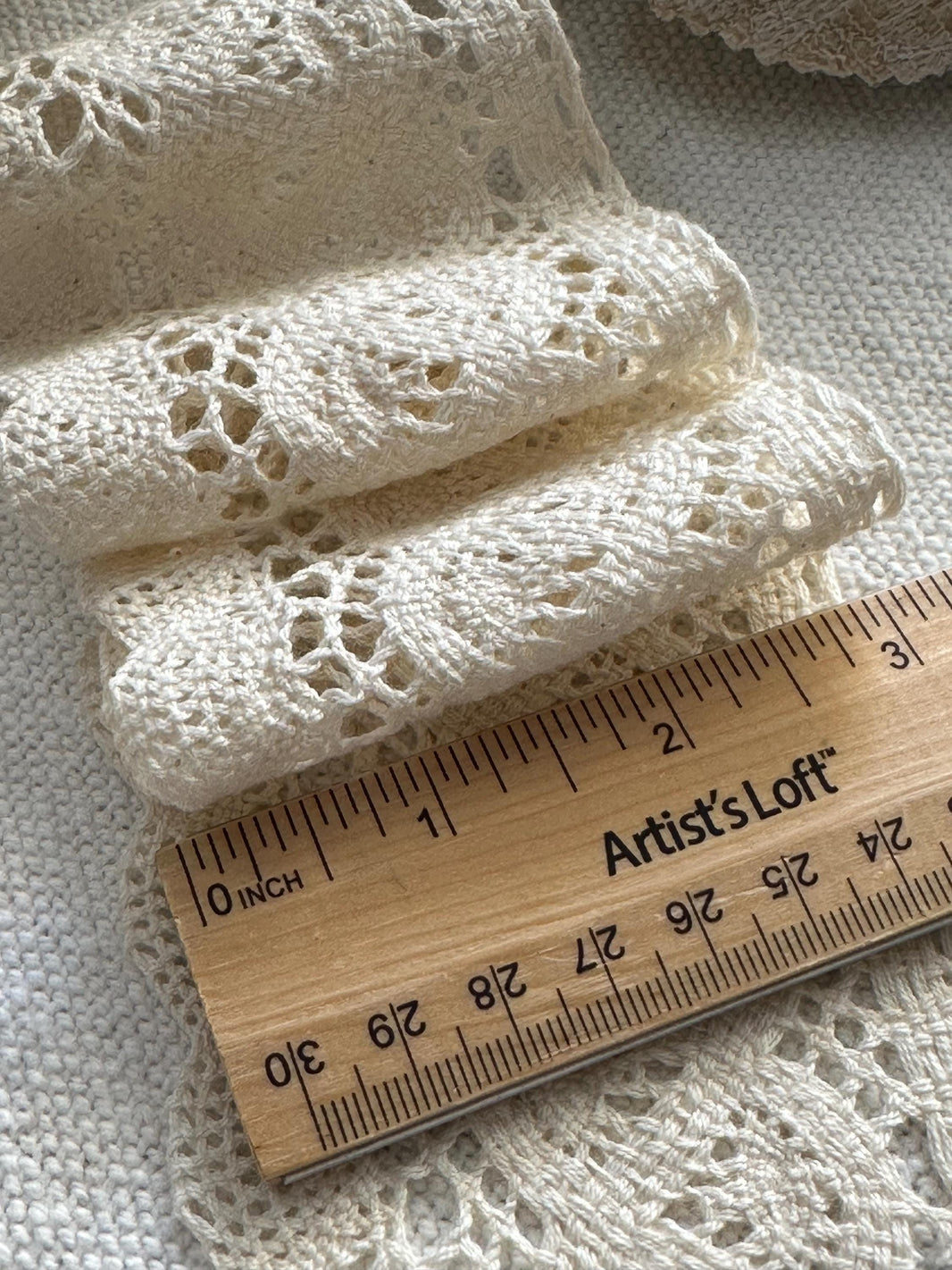 Off White Crochet Lace Ribbon - Vintage Style, 3" Wide