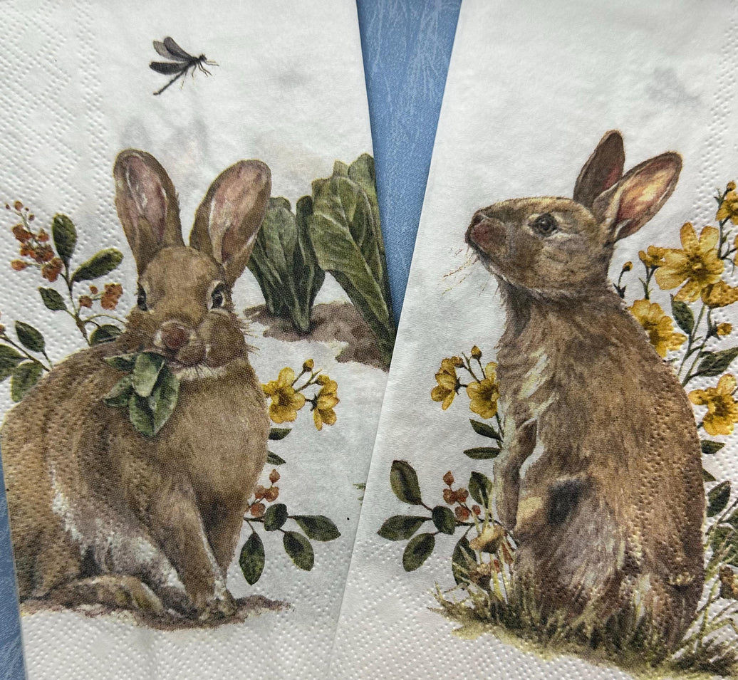Bunny Decoupage Napkins: Rabbit Designs, Spring Tissue Paper (3-Piece Pack)