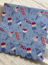 Patriotic Ice Cream Cone Decoupage Napkins: July 4th Party Paper (5x5 inch)