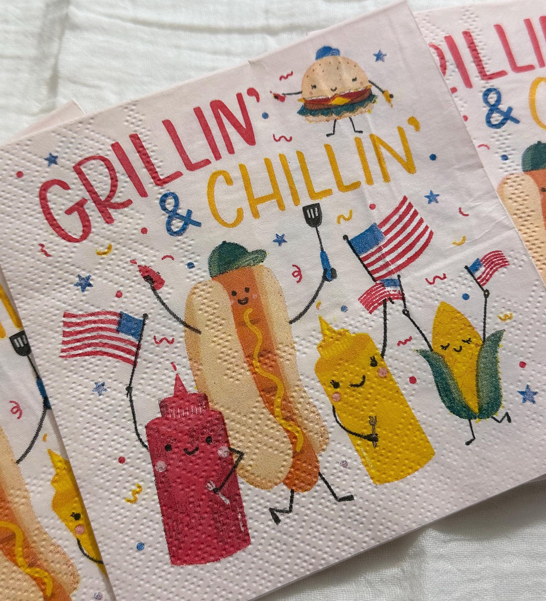 BBQ Grillin' and Chillin' Decoupage Napkins: 3pc Backyard Party