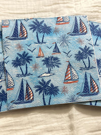 Decoupage Napkins, Sailboat Paper, Patriotic Napkins, Red, White and Blue Napkins, Decoupage Napkin, July 4th, Fourth of July, Memorial Day